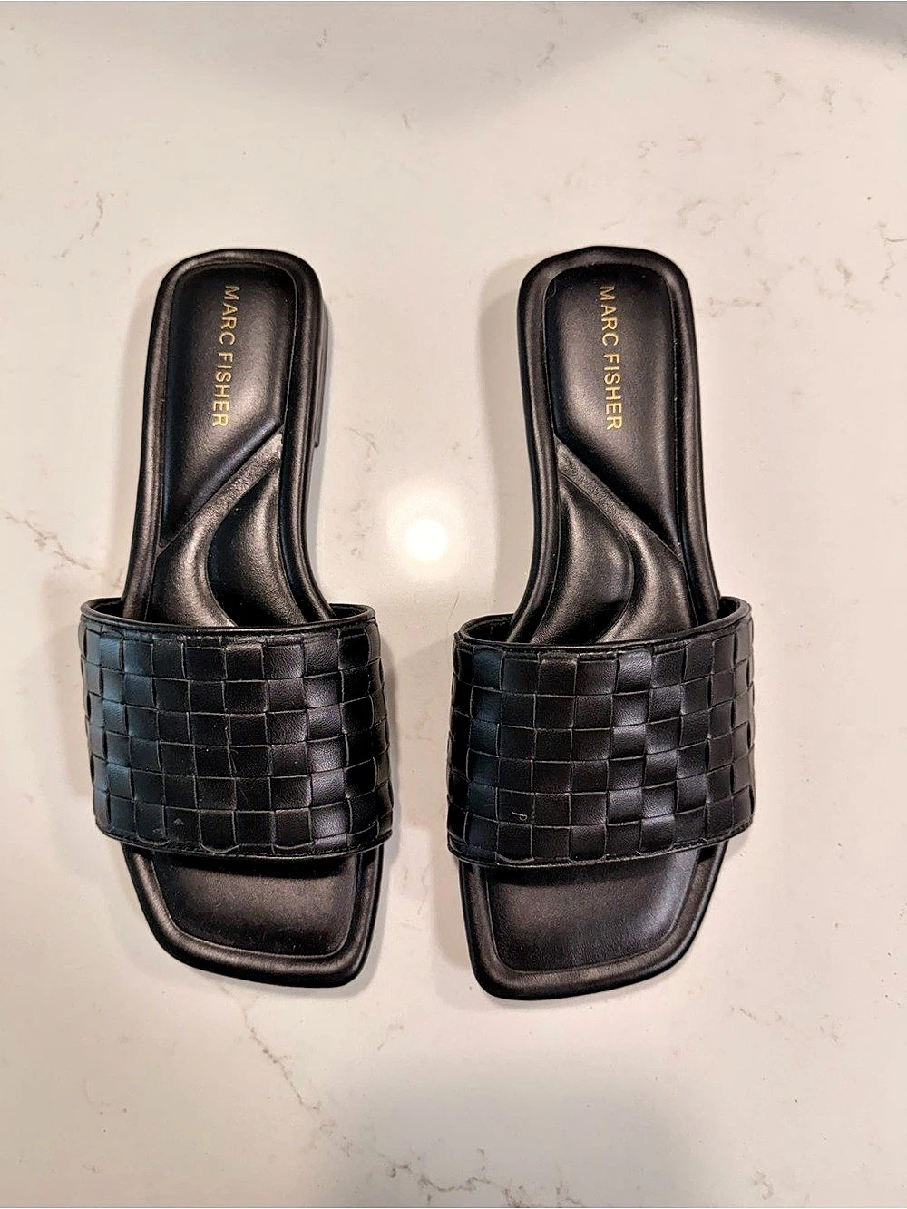 Marc Fisher Woven Slide Sandals in Black